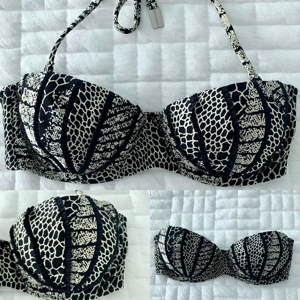 NEW Zimmermann Reptile Print Bikini Ruffles Removable Straps Balconette Sz 1 XS